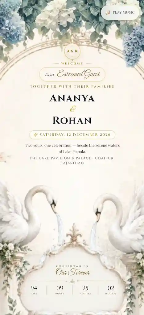 Swan Lake Unfold invitation design